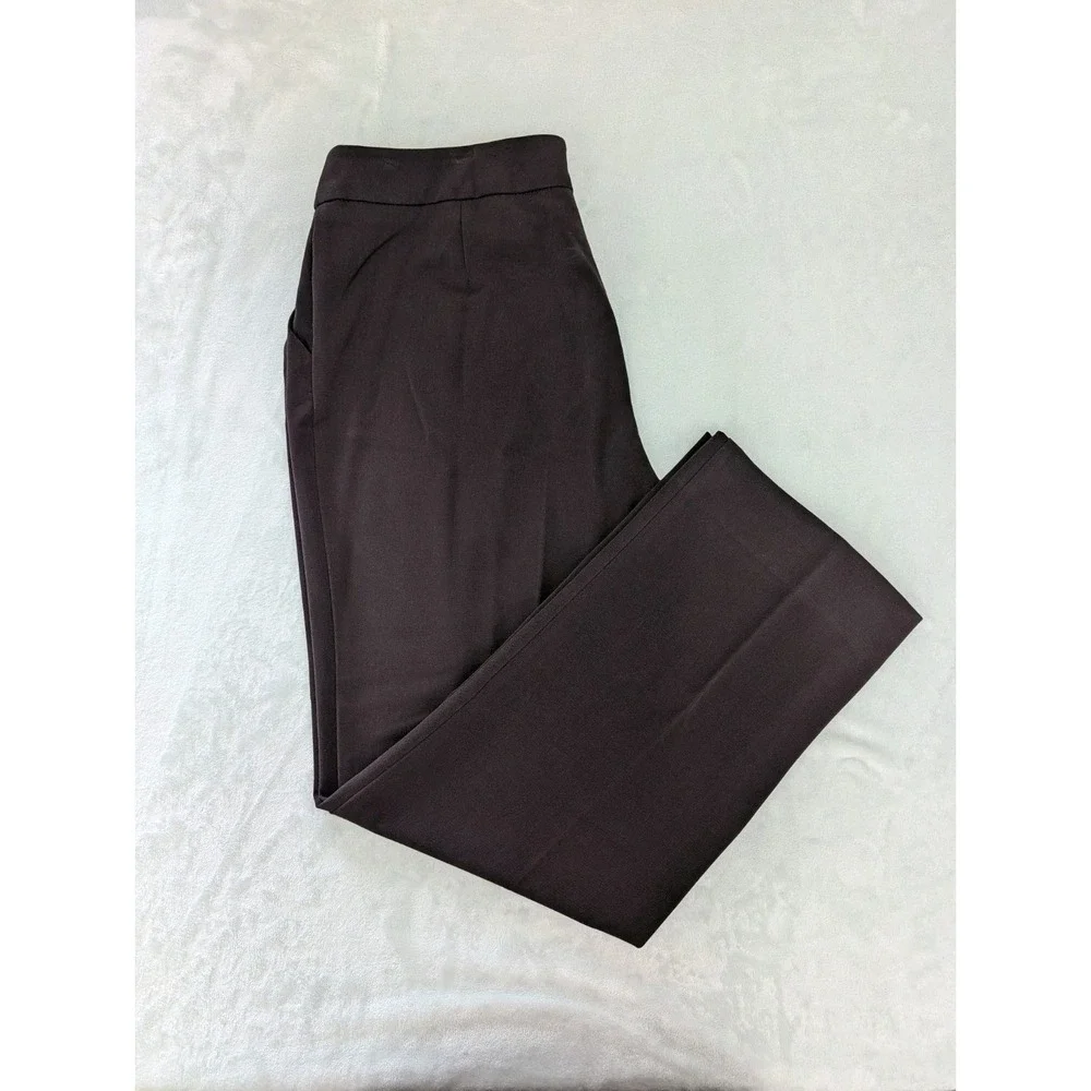 Investments Women's Size 14 R Dress Slacks Brown Zip Pockets Work Career